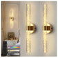 YANSUN Set of 2 Stone-Texture Glass Linear LED Indoor Wall Lights, Copper Finish, Integrated LED, RGBCW