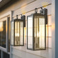 YANSUN 2-Pack Black Lantern Outdoor Wall Sconce with Motion Sensor and Clear Glass, E26 Base, IP23, No Bulbs Included