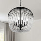 YANSUN 6-Light Black Crystal Pendant Light, Modern Statement Chandelier with E12 Base for Living Room or Dining Room