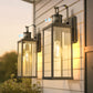 YANSUN Modern 18 in. 1-Light Black Outdoor Wall Sconce with Glass Shade, Dusk to Dawn and Motion Sensor, 2-Pack