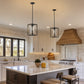 YANSUN 7 in. 1-Light Black Square Chandelier with Clear Glass, Retro Industrial Hanging Light for Kitchen Island