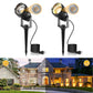 YANSUN 2-Pack Dusk-to-Dawn Outdoor LED Spotlights - IP66 Waterproof 8.27in Stake, UL 3-Prong Cord, 5W 450LM 2700K Warm Glow for Yard