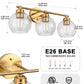 YANSUN 22 in. 3-Light Gold Bathroom Vanity Light Wall Sconce with Clear Glass Shades