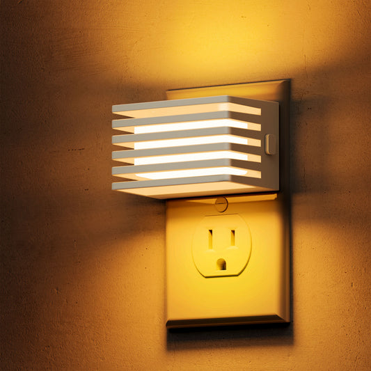 YANSUN 2-Pack 1W Plug-in Amber Night Light, Up & Down Glow, White Base, 3-Level Button Dimmer, US Plug, 2000K