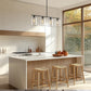 YANSUN 4-Light Island Pendant Light with Clear Glass Shades, Black Finish Hanging Fixture with E26 Base
