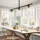 YANSUN Modern 3-Light Kitchen Island Pendant Light, Black Ceiling Fixture with Clear Glass Shades, E26 Hanging Rod Chandelier for Dining Room Kitchen Island