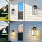 YANSUN 2-Pack Outdoor Wall Light with Dusk-to-Dawn Sensor, 18in Metal Fixture with Stone-Pattern Glass Shade, Upward Hook Design, E26 Base