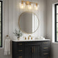 YANSUN 22 in. Gold 3-Light Vanity Light for Bathroom with Clear Wine Glass Shade and No Bulbs Included