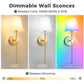 YANSUN 8 in. 1-Light gold Wall Sconce Lamp, Indoor with White Fabric Shade Suitable for Living Room (2-Pack)