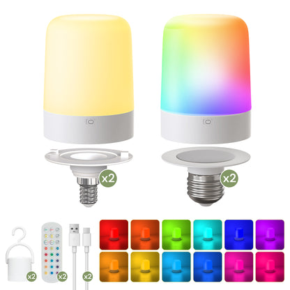 YANSUN Set of 2 Cabinet Lights with Cylindrical Plastic Housing, White, 1.5W, RGBCW, E27/E12 Sockets