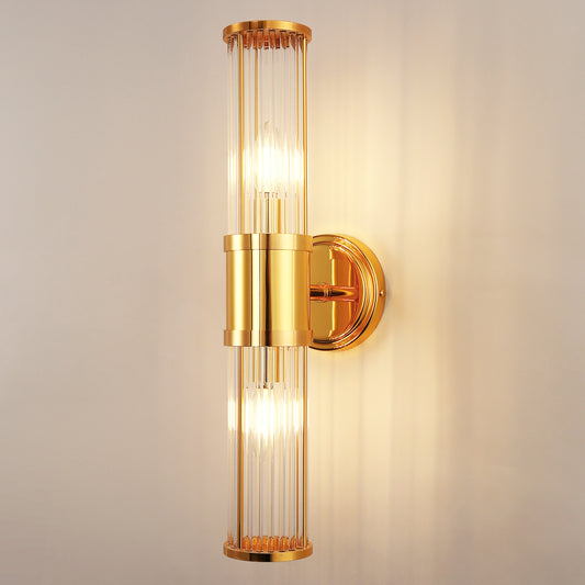 YANSUN 3 in. 2-Light Gold Vanity Light Fixture with Elegant Crystal Accents Bathroom Wall Sconce for Vanity