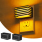 YANSUN 1-Watt Plug-in Integrated LED Night Light with Dusk-to-Dawn Sensor, Up & Down Glow, Amber 2000K, Black, 2-Pack