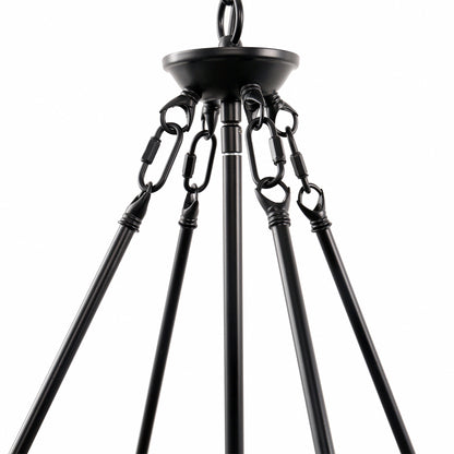 YANSUN 4-Light Matte Black Brown Drum Chandelier Industrial Metal Mesh Pendant Light Fixture E26