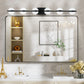 YANSUN 43in. Black 6-Light LED Bathroom Vanity Light with Crystal Sand Acrylic Shades Wall-Mount