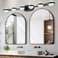 YANSUN 43in. Black 6-Light LED Bathroom Vanity Light with Crystal Sand Acrylic Shades Wall-Mount