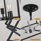 YANSUN Modern 8-Light Black & Chrome Geometric Pendant Chandelier, Industrial Adjustable Hanging Light for Living Room,Dining Room, Kitchen (No Bulbs)