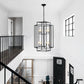 YANSUN Modern 8-Light Black & Chrome Geometric Pendant Chandelier, Industrial Adjustable Hanging Light for Living Room,Dining Room, Kitchen (No Bulbs)