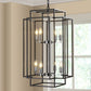 YANSUN Modern 8-Light Black & Chrome Geometric Pendant Chandelier, Industrial Adjustable Hanging Light for Living Room,Dining Room, Kitchen (No Bulbs)