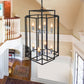 YANSUN Modern 8-Light Black & Chrome Geometric Pendant Chandelier, Industrial Adjustable Hanging Light for Living Room,Dining Room, Kitchen (No Bulbs)