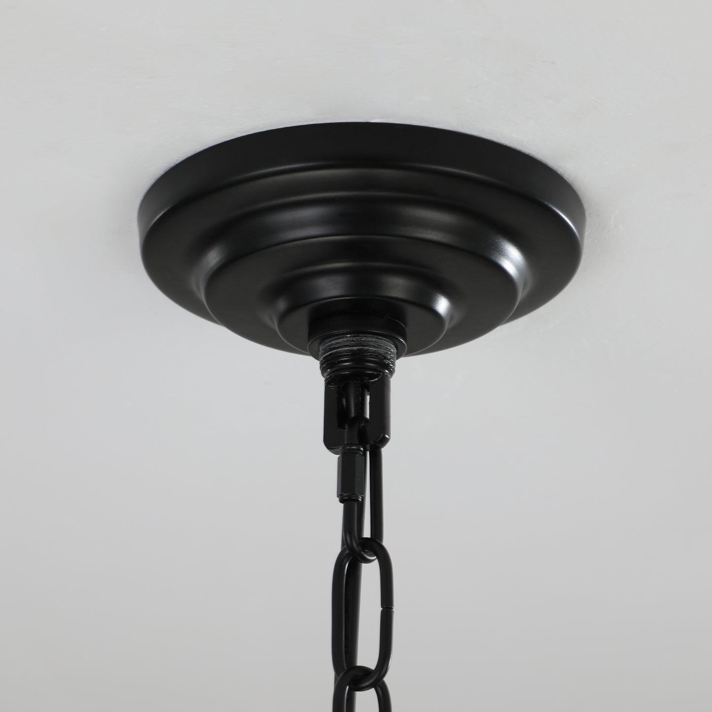 YANSUN Modern 8-Light Black & Chrome Geometric Pendant Chandelier, Industrial Adjustable Hanging Light for Living Room,Dining Room, Kitchen (No Bulbs)