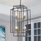 YANSUN Farmhouse Gold 8-Light Pendant Light, Adjustable Height, E12 Base, Iron Frame for Kitchen Island & Foyer (Bulbs Not Included)