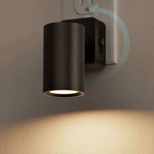 YANSUN 1-Pack 1W Plug-In Light Sensor Night Light, Rotatable Cylinder Design, Warm Light 2700K, Slide Dimming (0%-100%), US Plug