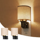 YANSUN 2-Pack 1W Dusk to Dawn Plug-in Night Lights Boho Fabric Shade 2700K Warm White LED Night Lights with Gold Ring Accent Dimmable for Bedroom Hallway