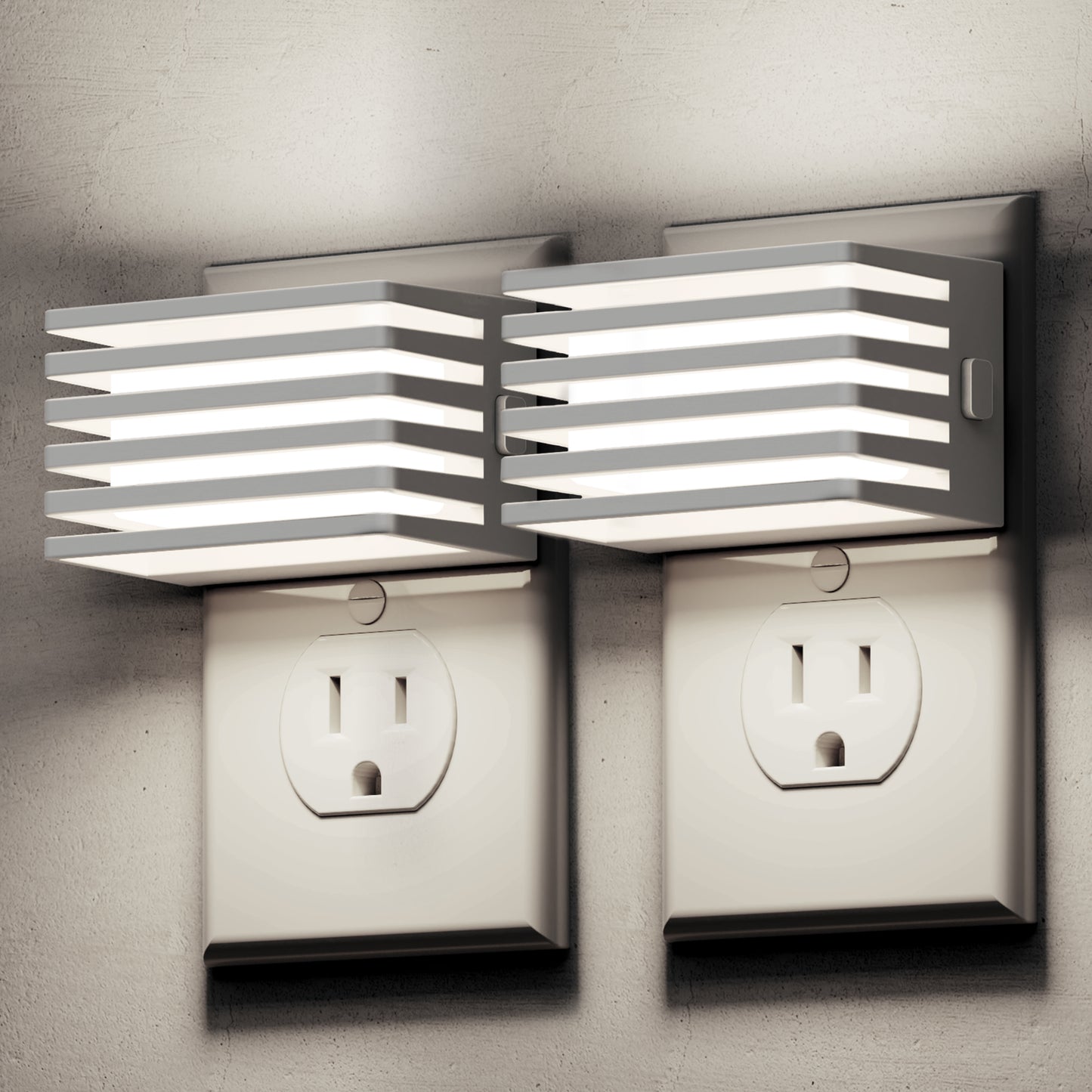 YANSUN 2-Pack 1W Plug-in Night Light, White, 3-Level Dimming, 5000K White Light, U.S. Two-Prong Plug, Light-Controlled