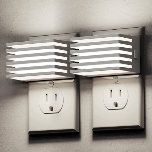 YANSUN 2-Pack 1W Plug-in Night Light, White, 3-Level Dimming, 5000K White Light, U.S. Two-Prong Plug, Light-Controlled
