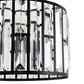 YANSUN 12.4 in. 3-Light Matte Black Semi-Flush Mount Ceiling Light with Crystal Details, E12 Base, for Living room, Bedroom