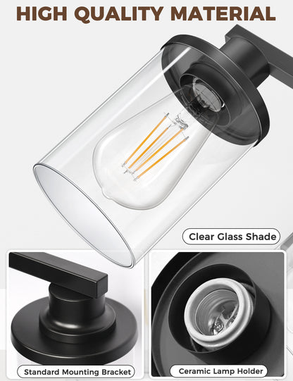 YANSUN 40 in. 6-Light Black Metal Dimmable Vanity Light with Clear Cylinder Glass Shades for Bathroom Vanity Light or mirror