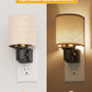 YANSUN 1-Pack 1W Plug-In Dimmable Night Light with Fabric Shade, Warm 2700K LED, Slide Dimmer, US 3-Prong Plug ???¡ì?C Black Base & Copper Finish Accent