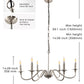 YANSUN 6-Light Nickel Branch Chandelier Modern Ceiling Pendant Light Fixture E12