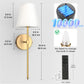 YANSUN 8 in. 1-Light gold Wall Sconce Lamp, Indoor with White Fabric Shade Suitable for Living Room (2-Pack)