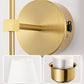 YANSUN 8 in. 1-Light gold Wall Sconce Lamp, Indoor with White Fabric Shade Suitable for Living Room (2-Pack)