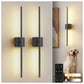 YANSUN 28.3 in. 2-Pack 2-Light Black LED Wall Sconce, Indoor Modern Strip Lights with Remote, Dimmable 3-Color Night Light