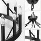 YANSUN 54-Light Industrial Black Chandelier with Double Ring and Straight Rod Design, E12 Base (Bulbs No Included)