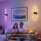 YANSUN Set of 2 Stone-Texture Glass Linear LED Wall Lights, Matte Black Finish, Integrated LED, 6W, RGBCW