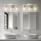 YANSUN 3-Light Vanity Light Wall Sconce in Satin Nickel with Straight Rod and Clear Glass Shades, E26 Base, No Bulbs Included
