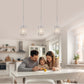 YANSUN Modern 3-Light Pendant Lighting Set, White Chrome Twisted Cylinder Aluminum Ceiling Lights 6.3in, E26 Base Indoor Kitchen Island Hanging Fixture 110-120V