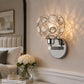 YANSUN Modern Crystal Round Wall Sconce E26 Indoor Wall Light Fixture Chrome Finish 1-Light Vanity Lamp