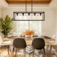 YANSUN Modern 5-Light Matte Black Island Pendant Light with Clear Glass Shades, Adjustable Chain, No Bbs Included