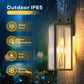 YANSUN Set of 2 Outdoor Wall Lights with Clear Glass Panels, Black & Gold Finish, Traditional Design, Light Sensor Operation
