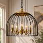 YANSUN 5-Light Black and Gold Dome Pendant Light Chandelier, E12 Base, Stylish Ceiling Fixture for Kitchen or Dining