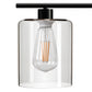 YANSUN Modern 3-Light Kitchen Island Pendant Light, Black Ceiling Fixture with Clear Glass Shades, E26 Hanging Rod Chandelier for Dining Room Kitchen Island
