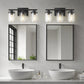 YANSUN 18 in. 3-Light Black Vanity Light with Cylinder Clear Glass Shade for Bathrooms Powder Rooms or Dressing Rooms