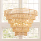 YANSUN 12-Light Boho Chandelier, 6-Tier Copper Finish, Rattan Shades, E12 Base, Non-Integrated Bulbs, Ideal for Living & Dining Spaces