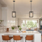 YANSUN 7 in. 1-Light Black Square Chandelier with Clear Glass, Retro Industrial Hanging Light for Kitchen Island