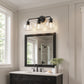YANSUN 22.7 in. 3 Light Black Vanity Light with Clear Globe Shades Modern Round Wall Mount Wall Light for Bathroom E26 Base