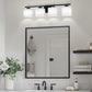 YANSUN 31 in. 4 Light Matte Black Vanity Light for Vanity Powder Room Dressing Room with White Glass Shades